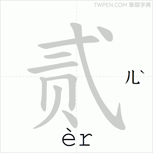 “「贰」的筆順動畫”