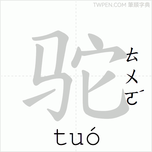 “「驼」的筆順動畫”