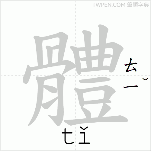 “「體」的筆順動畫”