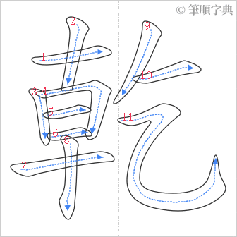 “「乾」的筆順”