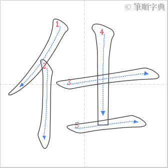 “「仕」的筆順”