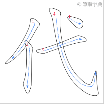 “「代」的筆順”