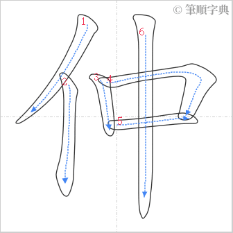 “「仲」的筆順”