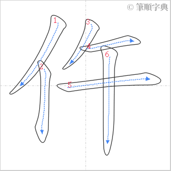 “「仵」的筆順”