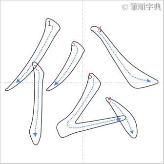 “「伀」的筆順”