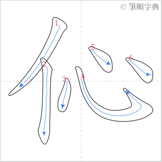 “「伈」的筆順”