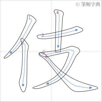 “「伎」的筆順”