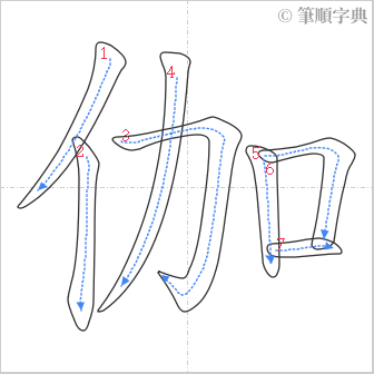 “「伽」的筆順”