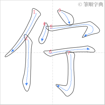 “「佇」的筆順”