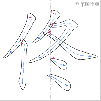 “「佟」的筆順”