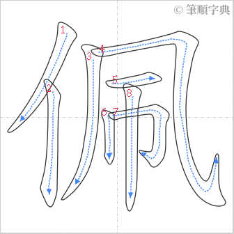 “「佩」的筆順”