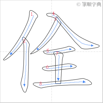 “「佺」的筆順”