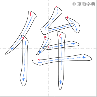 “「侔」的筆順”