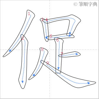 “「促」的筆順”