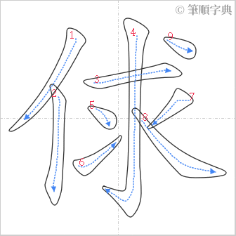 “「俅」的筆順”