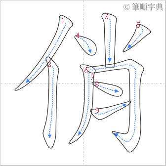 “「俏」的筆順”