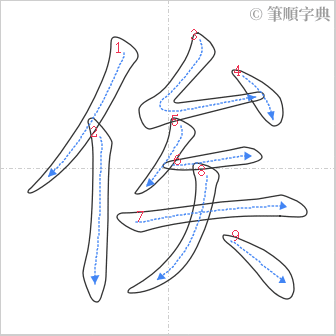 “「俟」的筆順”