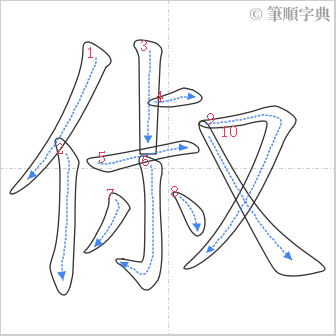 “「俶」的筆順”