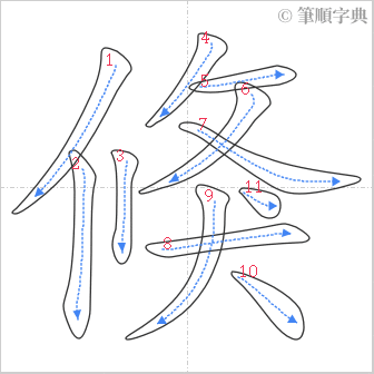 “「倏」的筆順”