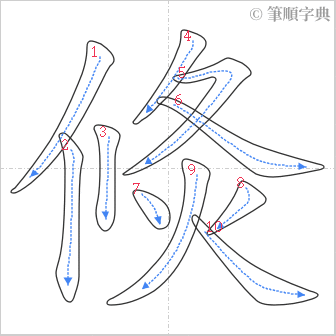 “「倐」的筆順”