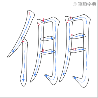 “「倗」的筆順”