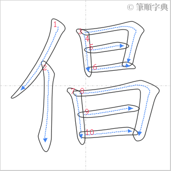 “「倡」的筆順”