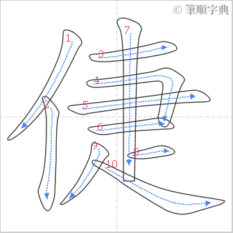 “「倢」的筆順”