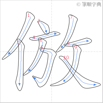 “「倣」的筆順”