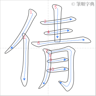 “「倩」的筆順”