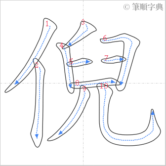 “「倪」的筆順”