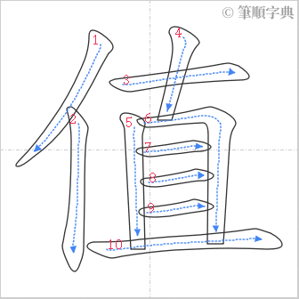 “「值」的筆順”