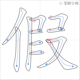 “「假」的筆順”