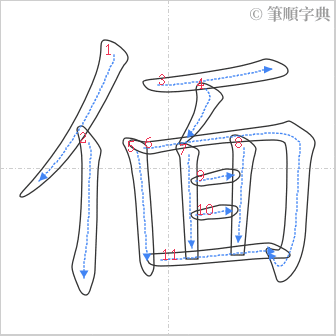 “「偭」的筆順”