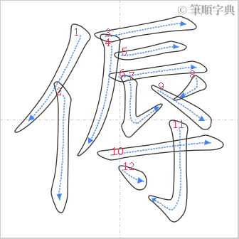 “「傉」的筆順”