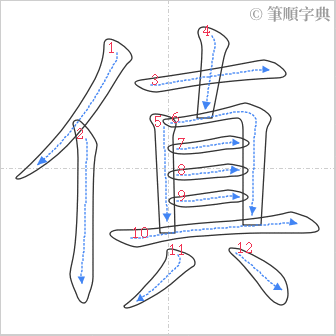 “「傎」的筆順”