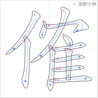 “「傕」的筆順”