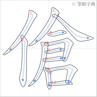 “「傖」的筆順”