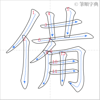 “「備」的筆順”