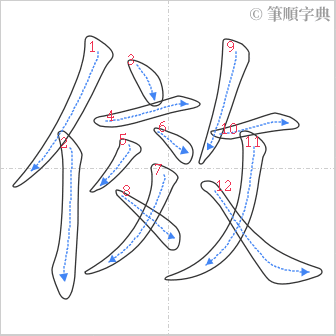 “「傚」的筆順”