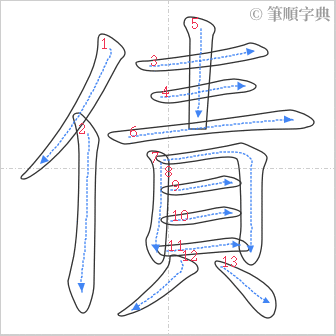 “「債」的筆順”