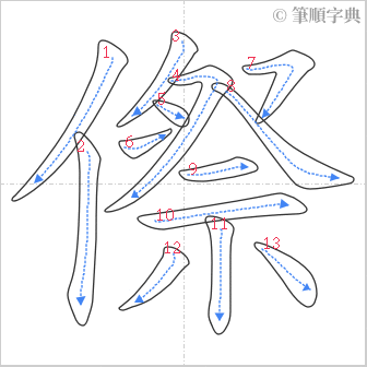 “「傺」的筆順”