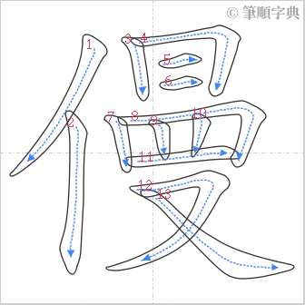 “「僈」的筆順”