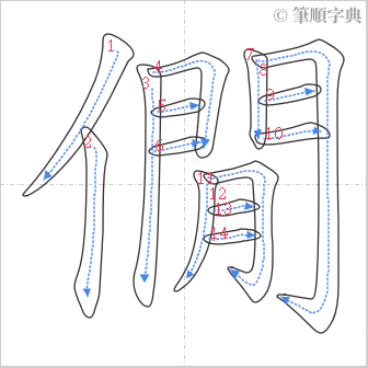 “「僩」的筆順”