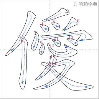 “「僾」的筆順”