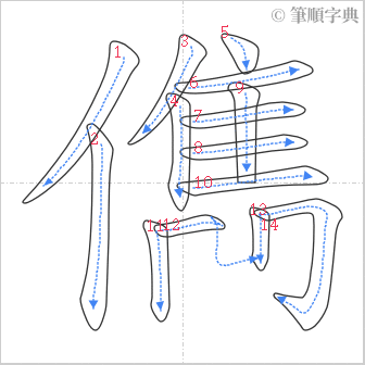 “「儁」的筆順”