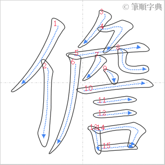 “「儋」的筆順”