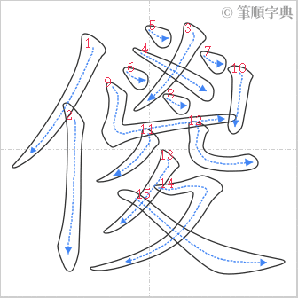 “「儍」的筆順”