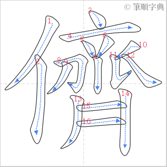 “「儕」的筆順”