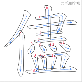 “「儘」的筆順”