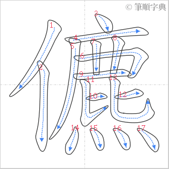 “「儦」的筆順”